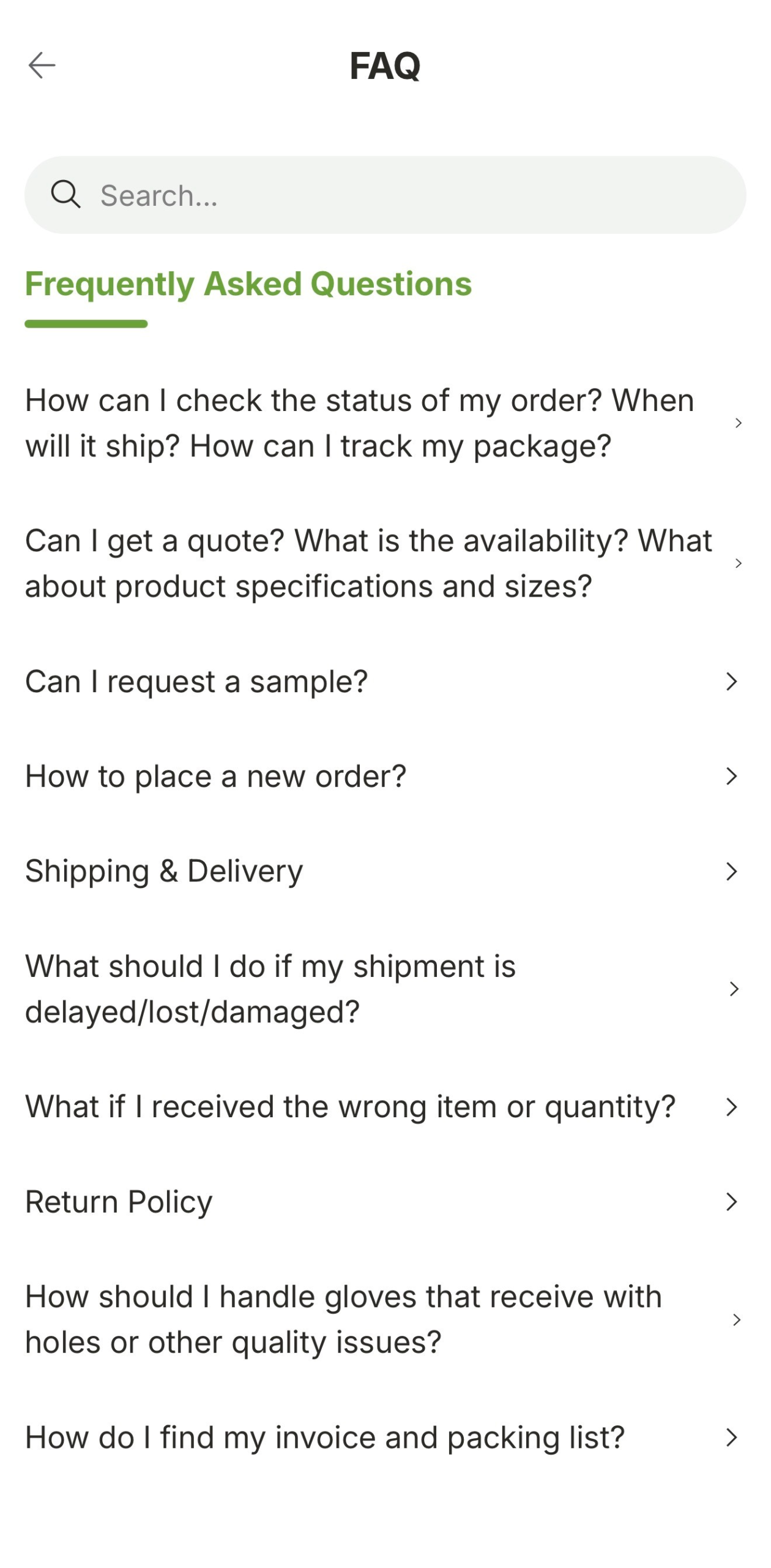 SWGO frequently asked questions screen