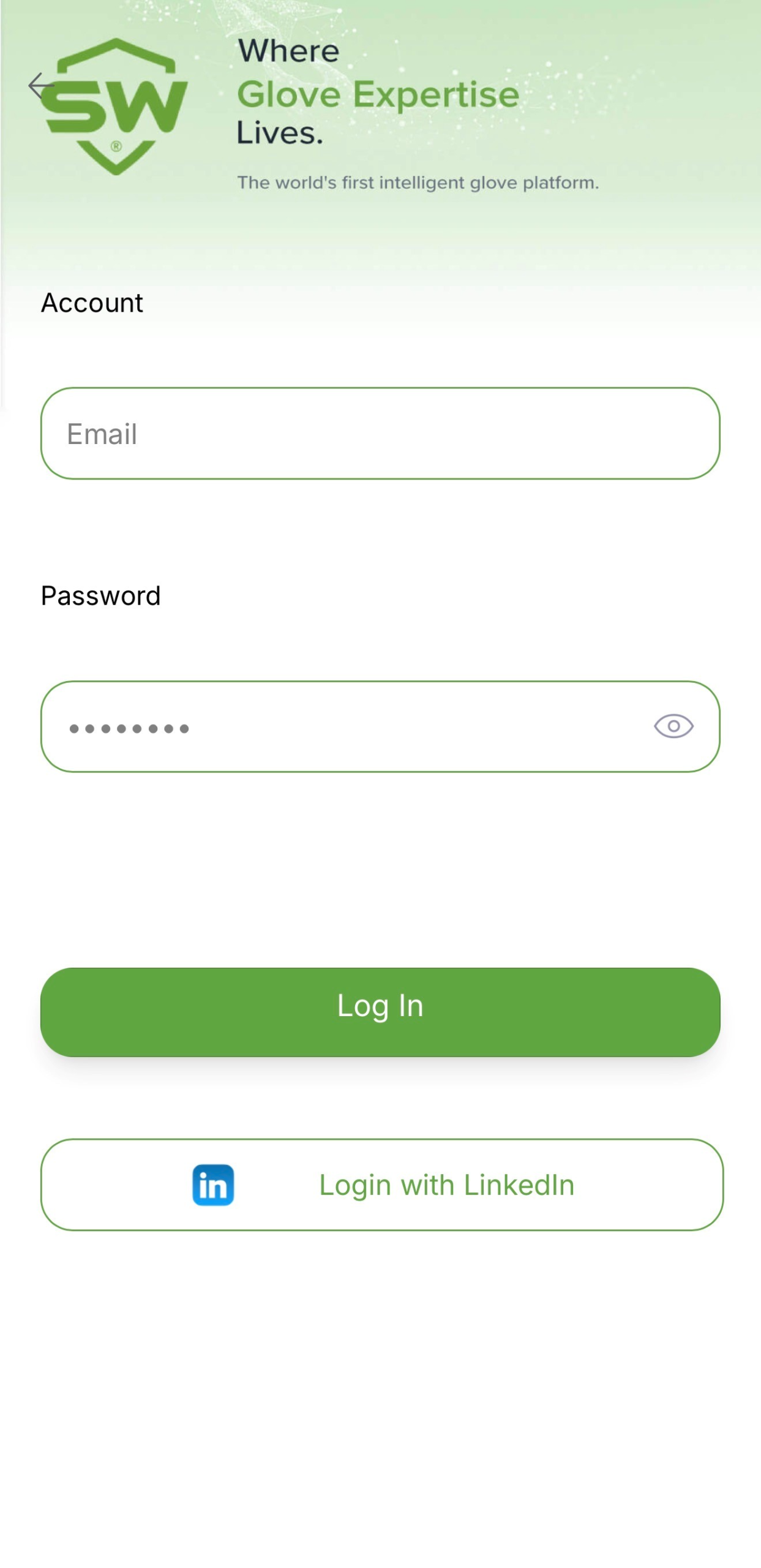 SWGO sign in screen