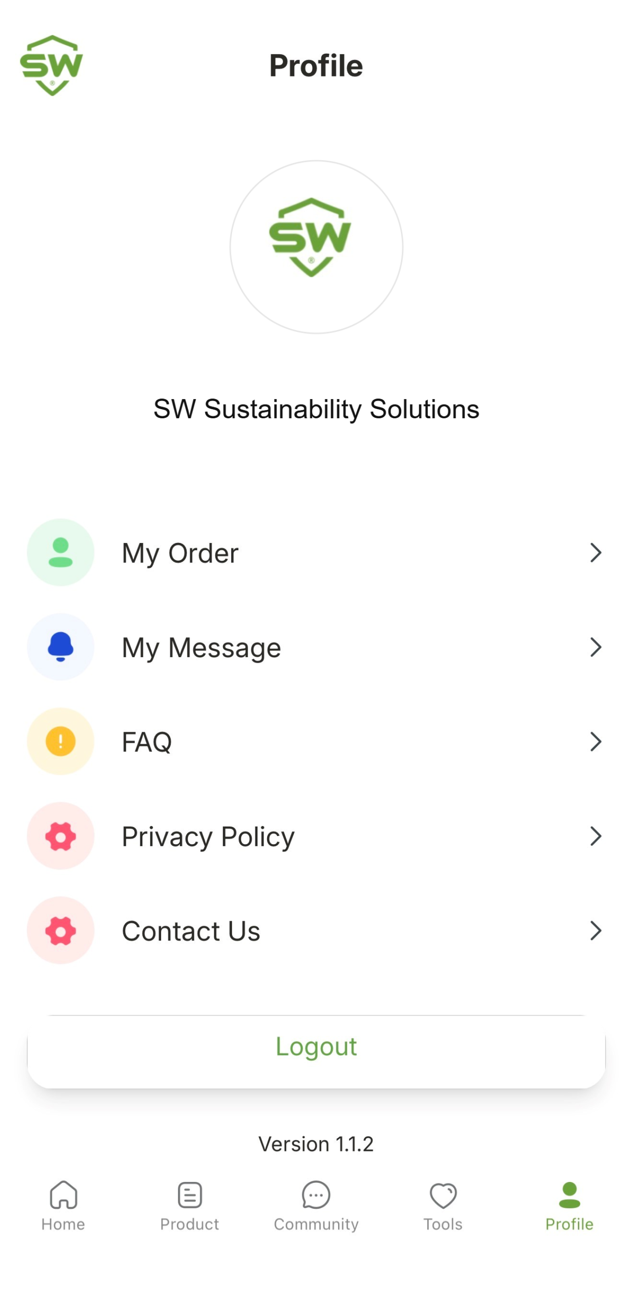 SWGO profile screen